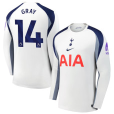 2025-2026 Tottenham Hotspur 14 Archie Gray Authentic White Home Long Sleeve Jersey
