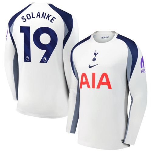 2025-2026 Tottenham Hotspur 19 Dominic Solanke Authentic White Home Long Sleeve Jersey 2025-2026 Tottenham Hotspur 19 Dominic Solanke Authentic White Home Long Sleeve Jersey