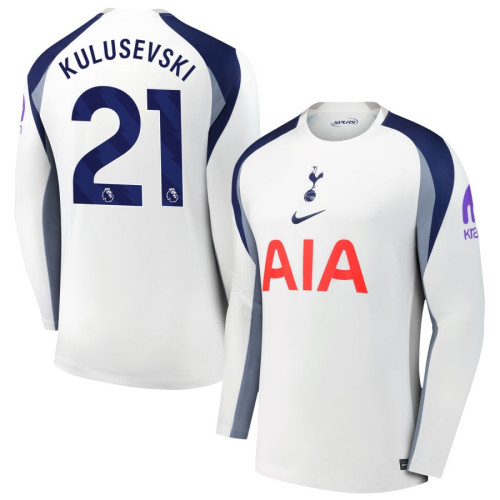 2025-2026 Tottenham Hotspur 21 Dejan Kulusevski Authentic White Home Long Sleeve Jersey 2025-2026 Tottenham Hotspur 21 Dejan Kulusevski Authentic White Home Long Sleeve Jersey