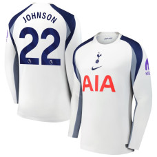 2025-2026 Tottenham Hotspur 22 Brennan Johnson Authentic White Home Long Sleeve Jersey
