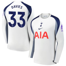 2025-2026 Tottenham Hotspur 33 Ben Davies Authentic White Home Long Sleeve Jersey 2025-2026 Tottenham Hotspur 33 Ben Davies Authentic White Home Long Sleeve Jersey