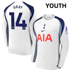 Youth 2025-2026 Tottenham Hotspur 14 Archie Gray Authentic White Home Long Sleeve Jersey Youth 2025-2026 Tottenham Hotspur 14 Archie Gray Authentic White Home Long Sleeve Jersey