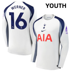 Youth 2025-2026 Tottenham Hotspur 16 Timo Werner Authentic White Home Long Sleeve Jersey