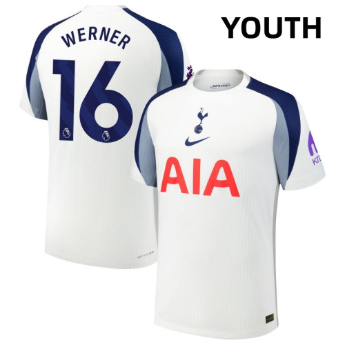Youth 2025-2026 Tottenham Hotspur 16 Timo Werner Authentic White Home Jersey Youth 2025-2026 Tottenham Hotspur 16 Timo Werner Authentic White Home Jersey
