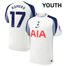 Youth 2025-2026 Tottenham Hotspur 17 Cristian Romero Authentic White Home Jersey