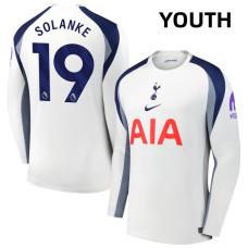 Youth 2025-2026 Tottenham Hotspur 19 Dominic Solanke Authentic White Home Long Sleeve Jersey