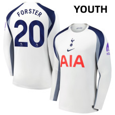 Youth 2025-2026 Tottenham Hotspur 20 Fraser Forster Authentic White Home Long Sleeve Jersey Youth 2025-2026 Tottenham Hotspur 20 Fraser Forster Authentic White Home Long Sleeve Jersey