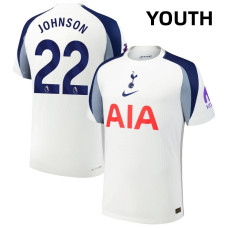 Youth 2025-2026 Tottenham Hotspur 22 Brennan Johnson Authentic White Home Jersey