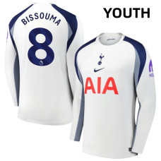 Youth 2025-2026 Tottenham Hotspur 8 Yves Bissouma Authentic White Home Long Sleeve Jersey