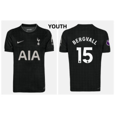 Youth 2025-2026 Tottenham Hotspur BERGVALL - 15 Authentic Black Away Jersey
