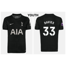 Youth 2025-2026 Tottenham Hotspur DAVIES - 33 Replica Black Away Jersey