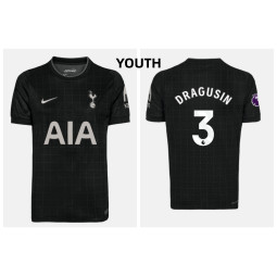 Youth 2025-2026 Tottenham Hotspur DRAGUSIN - 3 Replica Black Away Jersey