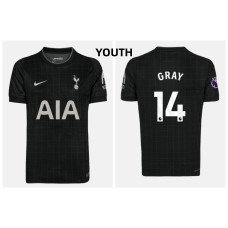 Youth 2025-2026 Tottenham Hotspur GRAY - 14 Authentic Black Away Jersey Youth 2025-2026 Tottenham Hotspur GRAY - 14 Authentic Black Away Jersey
