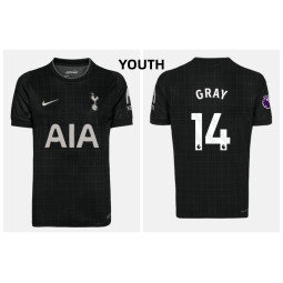 Youth 2025-2026 Tottenham Hotspur GRAY - 14 Replica Black Away Jersey