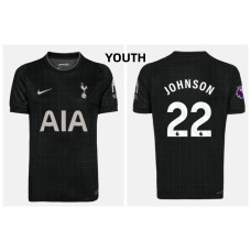 Youth 2025-2026 Tottenham Hotspur JOHNSON - 22 Authentic Black Away Jersey Youth 2025-2026 Tottenham Hotspur JOHNSON - 22 Authentic Black Away Jersey