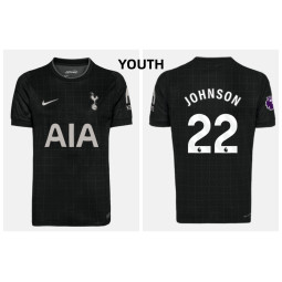 Youth 2025-2026 Tottenham Hotspur JOHNSON - 22 Replica Black Away Jersey