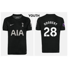 Youth 2025-2026 Tottenham Hotspur ODOBERT - 28 Authentic Black Away Jersey Youth 2025-2026 Tottenham Hotspur ODOBERT - 28 Authentic Black Away Jersey