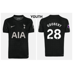 Youth 2025-2026 Tottenham Hotspur ODOBERT - 28 Replica Black Away Jersey