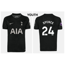 Youth 2025-2026 Tottenham Hotspur SPENCE - 24 Replica Black Away Jersey