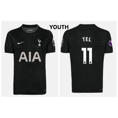 Youth 2025-2026 Tottenham Hotspur TEL - 11 Authentic Black Away Jersey Youth 2025-2026 Tottenham Hotspur TEL - 11 Authentic Black Away Jersey