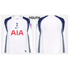 Youth 2025-2026 Tottenham Hotspur Authentic White Home Long Sleeve Jersey