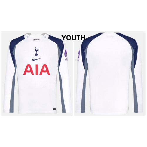 Youth 2025-2026 Tottenham Hotspur Authentic White Home Long Sleeve Jersey Youth 2025-2026 Tottenham Hotspur Authentic White Home Long Sleeve Jersey