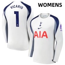 Women's 2025-2026 Tottenham Hotspur 1 Guglielmo Vicario Authentic White Home Long Sleeve Jersey Women's 2025-2026 Tottenham Hotspur 1 Guglielmo Vicario Authentic White Home Long Sleeve Jersey