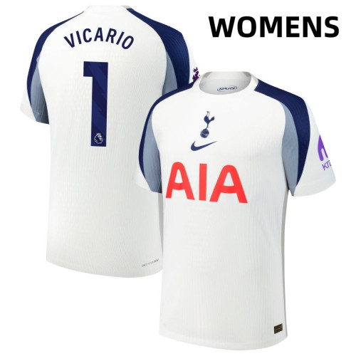 Women's 2025-2026 Tottenham Hotspur 1 Guglielmo Vicario Replica White Home Jersey Women's 2025-2026 Tottenham Hotspur 1 Guglielmo Vicario Replica White Home Jersey