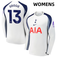 Women's 2025-2026 Tottenham Hotspur 13 Destiny Udogie Authentic White Home Long Sleeve Jersey