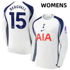 Women's 2025-2026 Tottenham Hotspur 15 Lucas Bergvall Authentic White Home Long Sleeve Jersey Women's 2025-2026 Tottenham Hotspur 15 Lucas Bergvall Authentic White Home Long Sleeve Jersey