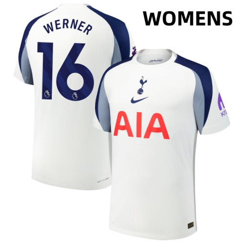 Women's 2025-2026 Tottenham Hotspur 16 Timo Werner Authentic White Home Jersey Women's 2025-2026 Tottenham Hotspur 16 Timo Werner Authentic White Home Jersey