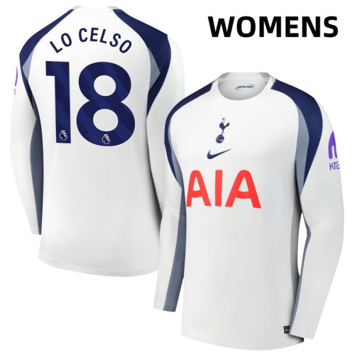 Women's 2025-2026 Tottenham Hotspur 18 Giovani Lo Celso Authentic White Home Long Sleeve Jersey Women's 2025-2026 Tottenham Hotspur 18 Giovani Lo Celso Authentic White Home Long Sleeve Jersey