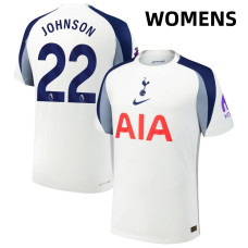 Women's 2025-2026 Tottenham Hotspur 22 Brennan Johnson Replica White Home Jersey