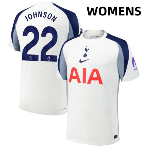 Women's 2025-2026 Tottenham Hotspur 22 Brennan Johnson Authentic White Home Jersey Women's 2025-2026 Tottenham Hotspur 22 Brennan Johnson Authentic White Home Jersey