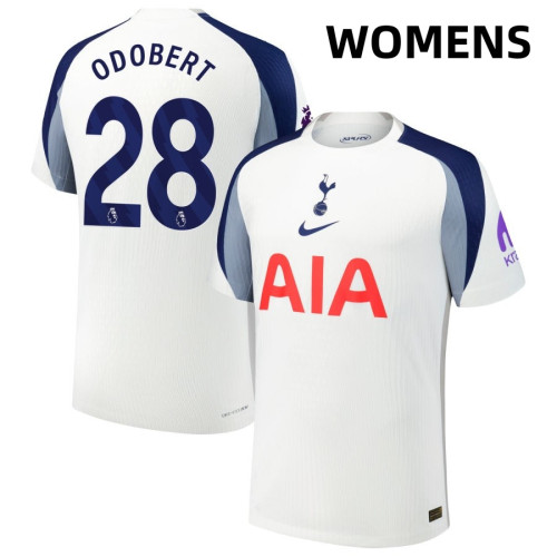 Women's 2025-2026 Tottenham Hotspur 28 Wilson Odobert Authentic White Home Jersey Women's 2025-2026 Tottenham Hotspur 28 Wilson Odobert Authentic White Home Jersey