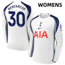Women's 2025-2026 Tottenham Hotspur 30 Rodrigo Bentancur Authentic White Home Long Sleeve Jersey