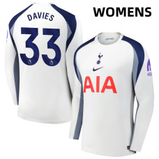 Women's 2025-2026 Tottenham Hotspur 33 Ben Davies Authentic White Home Long Sleeve Jersey