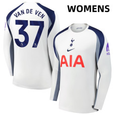 Women's 2025-2026 Tottenham Hotspur 37 Micky Van De Ven Authentic White Home Long Sleeve Jersey Women's 2025-2026 Tottenham Hotspur 37 Micky Van De Ven Authentic White Home Long Sleeve Jersey