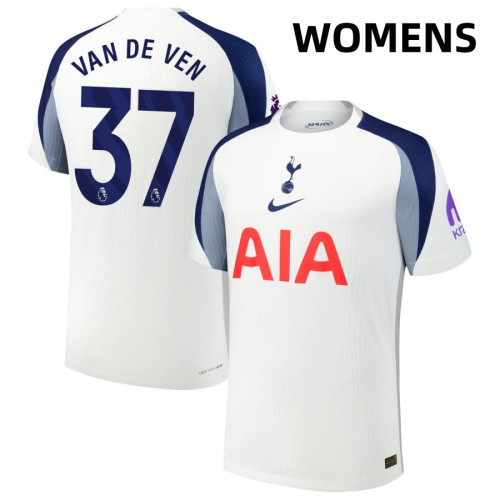 Women's 2025-2026 Tottenham Hotspur 37 Micky Van De Ven Authentic White Home Jersey Women's 2025-2026 Tottenham Hotspur 37 Micky Van De Ven Authentic White Home Jersey