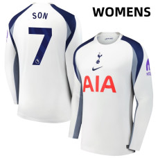 Women's 2025-2026 Tottenham Hotspur 7 Son Heung-Min Son Replica White Home Long Sleeve Jersey
