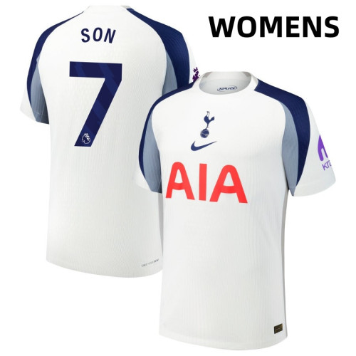 Women's 2025-2026 Tottenham Hotspur 7 Son Heung-Min Son Authentic White Home Jersey Women's 2025-2026 Tottenham Hotspur 7 Son Heung-Min Son Authentic White Home Jersey
