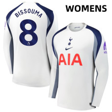 Women's 2025-2026 Tottenham Hotspur 8 Yves Bissouma Authentic White Home Long Sleeve Jersey