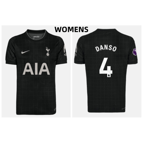 Women's 2025-2026 Tottenham Hotspur DANSO - 4 Authentic Black Away Jersey Women's 2025-2026 Tottenham Hotspur DANSO - 4 Authentic Black Away Jersey