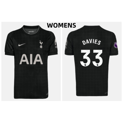 Women's 2025-2026 Tottenham Hotspur DAVIES - 33 Authentic Black Away Jersey Women's 2025-2026 Tottenham Hotspur DAVIES - 33 Authentic Black Away Jersey