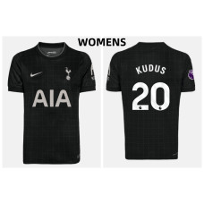 Women's 2025-2026 Tottenham Hotspur KUDUS - 20 Authentic Black Away Jersey Women's 2025-2026 Tottenham Hotspur KUDUS - 20 Authentic Black Away Jersey