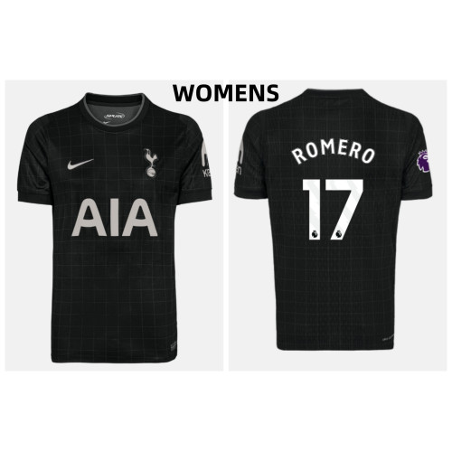 Women's 2025-2026 Tottenham Hotspur ROMERO - 17 Authentic Black Away Jersey Women's 2025-2026 Tottenham Hotspur ROMERO - 17 Authentic Black Away Jersey