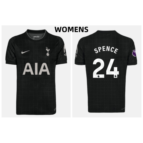 Women's 2025-2026 Tottenham Hotspur SPENCE - 24 Authentic Black Away Jersey Women's 2025-2026 Tottenham Hotspur SPENCE - 24 Authentic Black Away Jersey